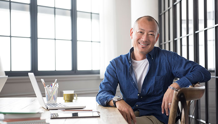 Smiling mature Asian man portrait